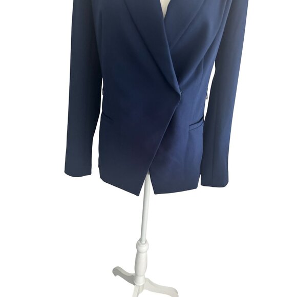 WHITE HOUSE BLACK MARKET Navy Blue Buttoned Jacket Blazer Size 2 - Picture 3 of 7